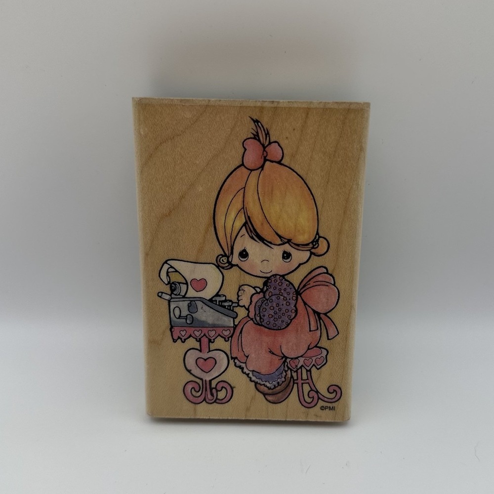 Stampendous Precious Moments 1995 Love Your Type UM0003 Wood Mount Rubber Stamp